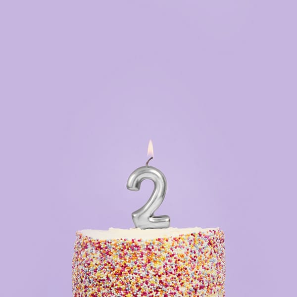 Silver Number 2 Candle - 2nd Birthday Cake Candle Birthday Candles Silver Number 2 Cake Candle