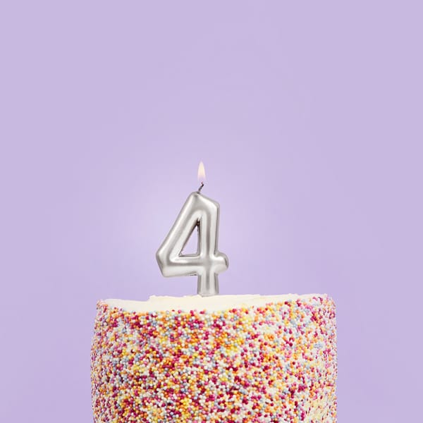 Silver Number 4 Candle - 4th Birthday Cake Candle Birthday Candles Silver Number 4 Cake Candle