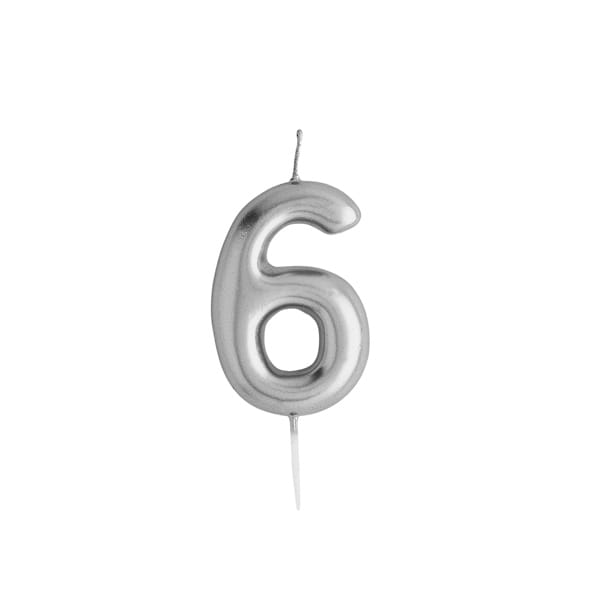 Silver Number 6 Candle - 6th Birthday Cake Candle Birthday Candles Silver Number 6 Cake Candle