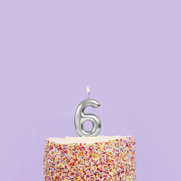 Silver Number 6 Candle - 6th Birthday Cake Candle Birthday Candles Silver Number 6 Cake Candle
