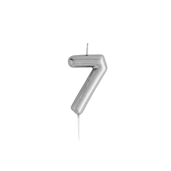 Silver Number 7 Candle - 7th Birthday Cake Candle Birthday Candles Silver Number 7 Cake Candle