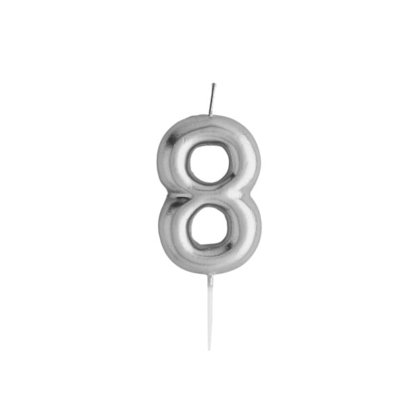 Silver Number 8 Cake Candle Birthday Candles Silver Number 8 Cake Candle