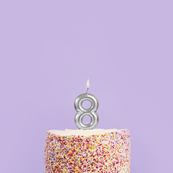 Silver Number 8 Cake Candle Birthday Candles Silver Number 8 Cake Candle
