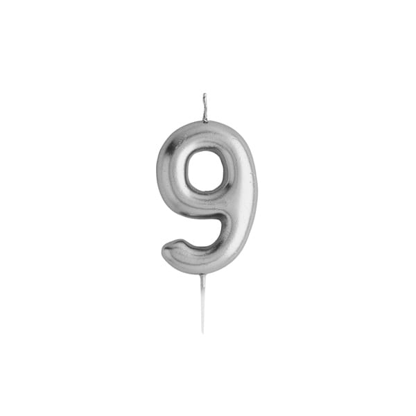 Silver Number 9 Cake Candle Birthday Candles Silver Number 9 Cake Candle