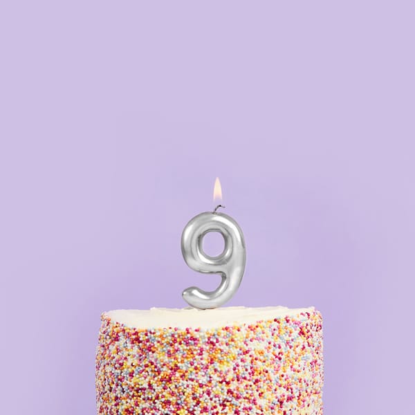 Silver Number 9 Cake Candle Birthday Candles Silver Number 9 Cake Candle