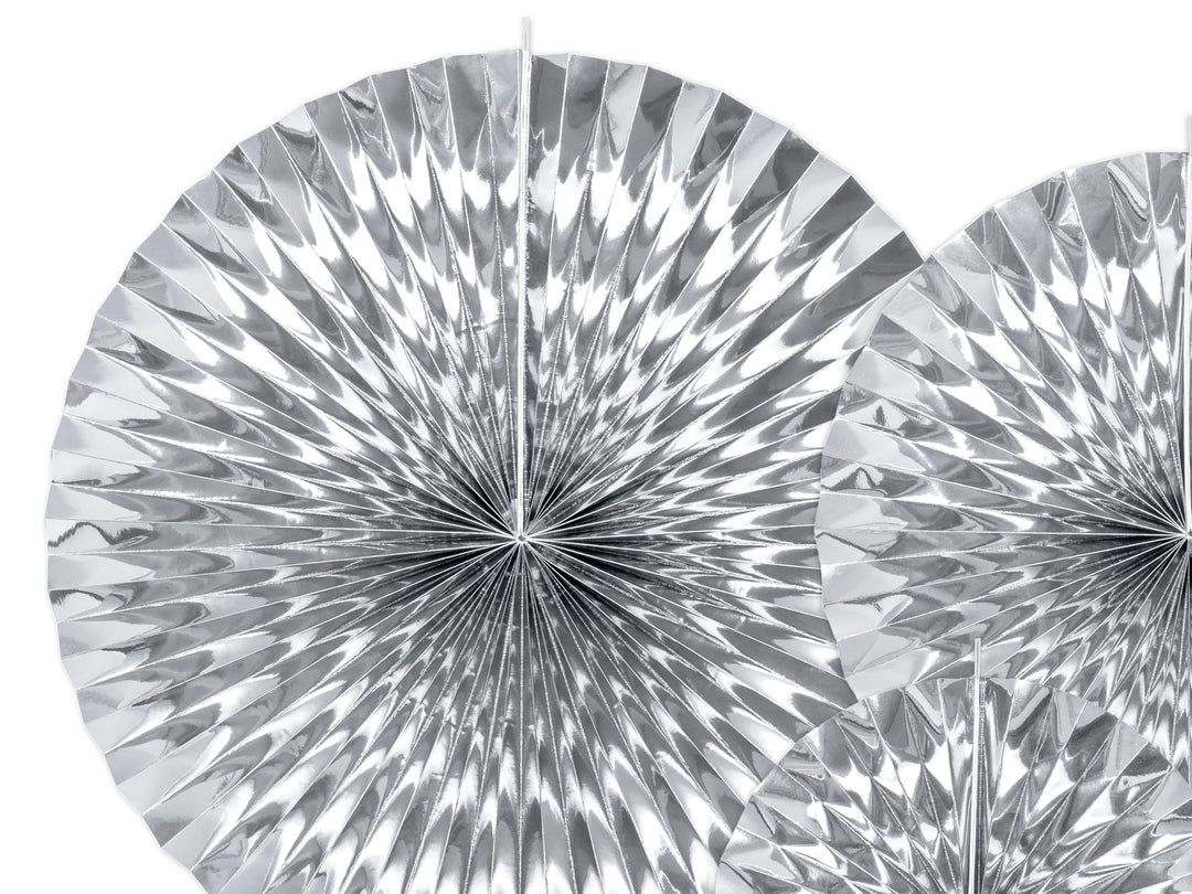 Silver Party Decorations - Silver Party Fans  Party Supplies Silver Party Fans x 3