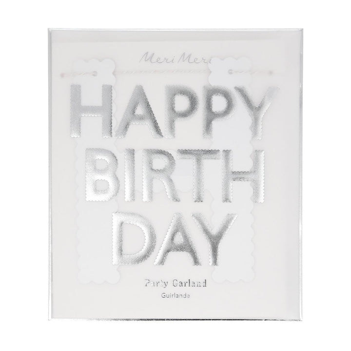 Silver Scallop Happy Birthday Party Garland | Meri Meri Bunting Silver Scallop Happy Birthday Party Garland