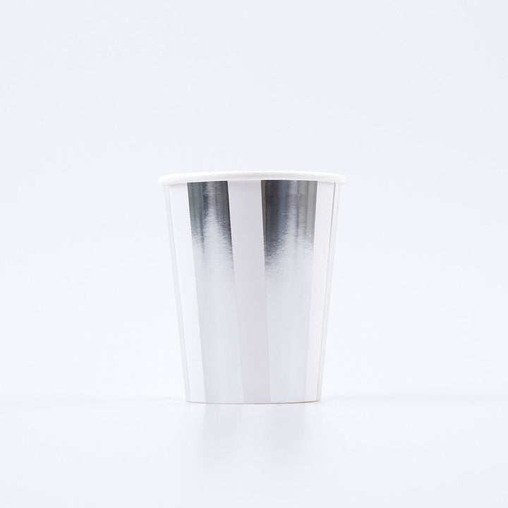 Silver Stripe Party Cups x 8 | Meri Meri party cups Silver Stripe Party Cups x 8