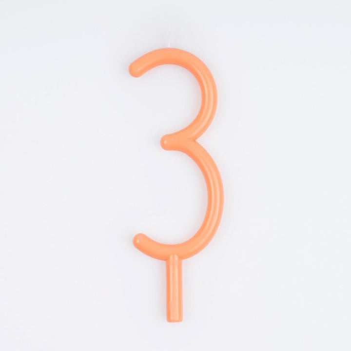 Slim Number 3 Cake Candle | Meri Meri Number Candles Birthday Candles Slim Number 3 Cake Candle