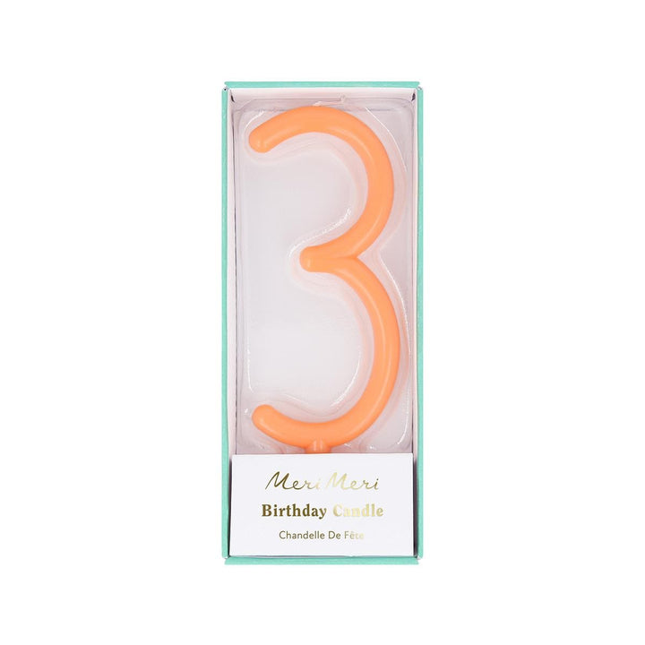 Slim Number 3 Cake Candle | Meri Meri Number Candles Birthday Candles Slim Number 3 Cake Candle