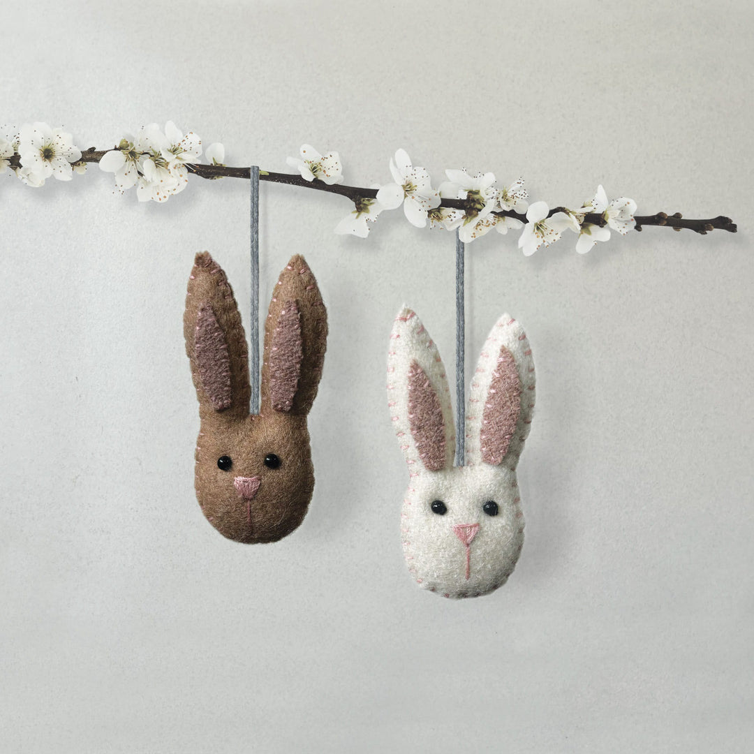 Small Beige Hanging Rabbit Head Decoration by East of India Hanging Decoration East of India Small Hanging Rabbit Head Decoration - Beige