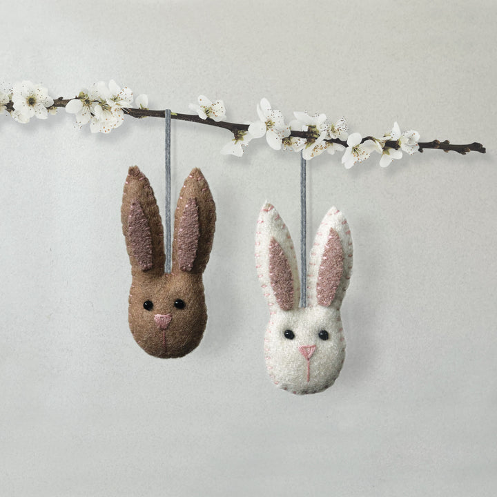 Small Beige Hanging Rabbit Head Decoration by East of India Hanging Decoration East of India Small Hanging Rabbit Head Decoration - Beige