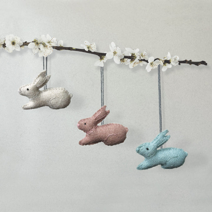 Small Blue Hanging Sitting Rabbit Decoration by East of India Hanging Decoration East of India Small Hanging Sitting Rabbit Decoration - Blue