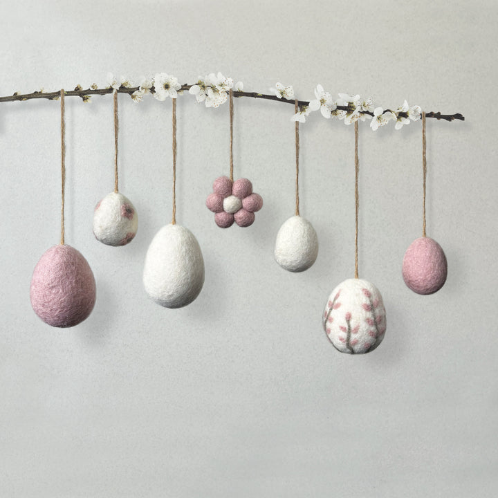 Small Cream Felt Easter Egg Decoration by East of India Easter Decoration East of India Small Plain Felt Easter Egg Decoration - Cream