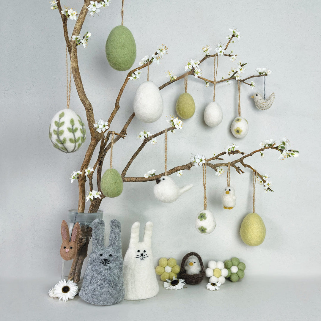 Small Cream Felt Easter Egg Decoration by East of India Easter Decoration East of India Small Plain Felt Easter Egg Decoration - Cream