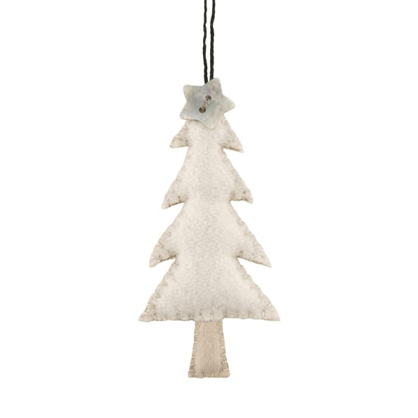Small Cream Felt Hanging Tree Christmas Decoration | East of India Christmas Decoration East of India Small Felt Hanging Tree Christmas Decoration - Cream