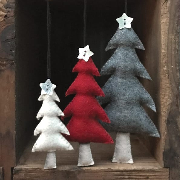 Small Cream Felt Hanging Tree Christmas Decoration | East of India Christmas Decoration East of India Small Felt Hanging Tree Christmas Decoration - Cream