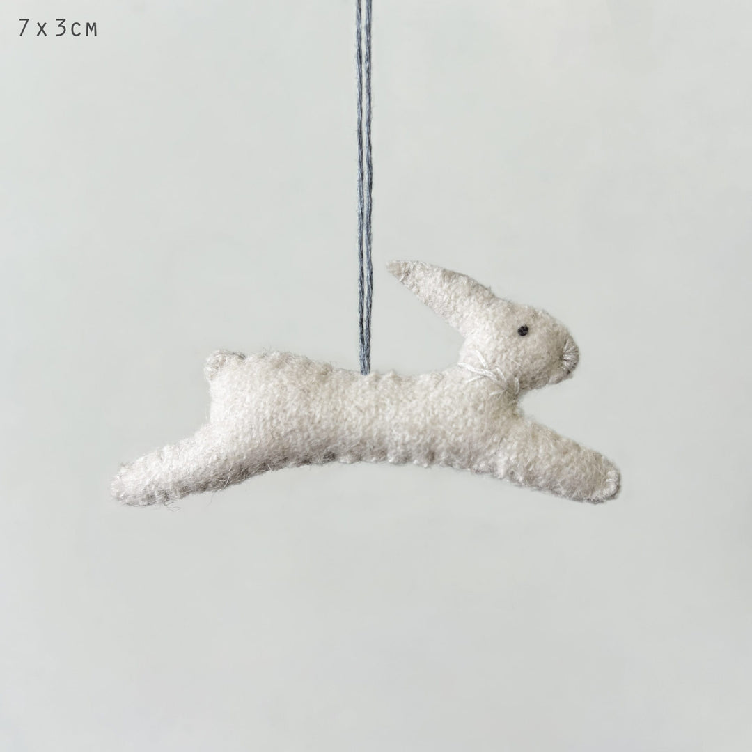 Small Cream Hanging Leaping Rabbit Decoration by East of India Hanging Decoration East of India Small Hanging Leaping Rabbit Decoration - Cream