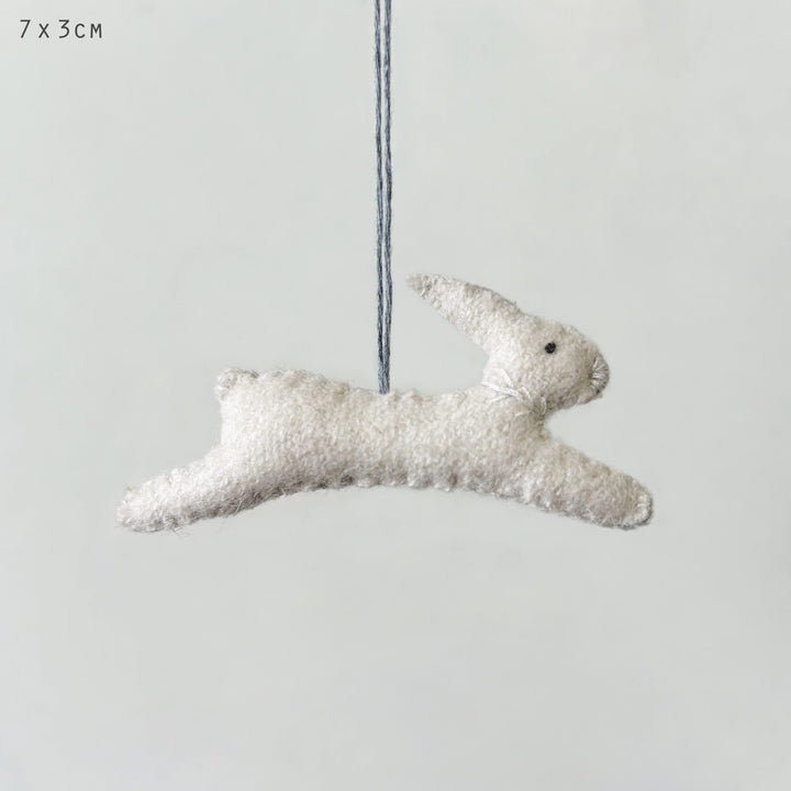 Small Cream Hanging Leaping Rabbit Decoration by East of India Hanging Decoration East of India Small Hanging Leaping Rabbit Decoration - Cream