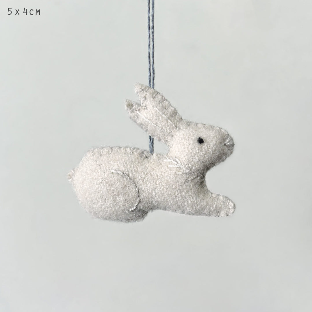 Small Cream Hanging Sitting Rabbit Decoration by East of India Hanging Decoration East of India Small Hanging Sitting Rabbit Decoration - Cream