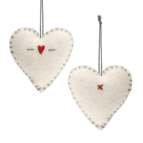 Small Embroidered Heart, Hearts and Crosses | East of India gift East of India Small Embroidered Heart - Cream / Hearts &amp; Crosses