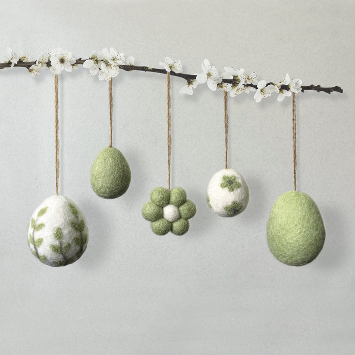 Small Green Felt Easter Egg Decoration by East of India Easter Decoration East of India Small Plain Felt Easter Egg Decoration - Green