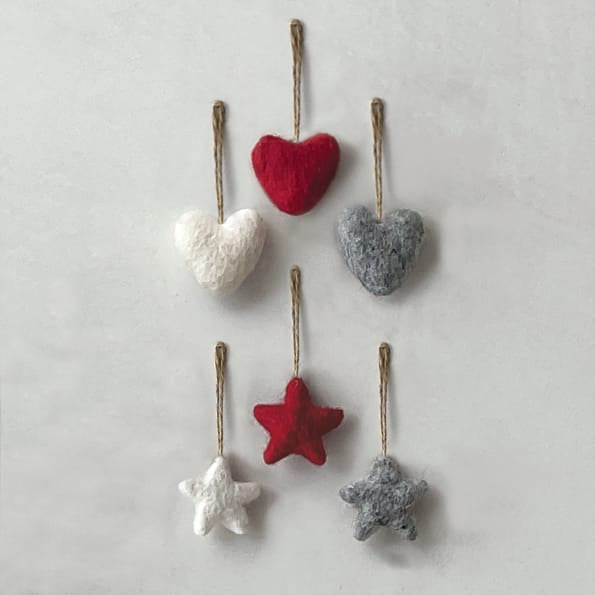 Small Grey Felt Star Christmas Decoration by East of India Christmas Decoration East of India Small Felt Star Christmas Decoration - Grey