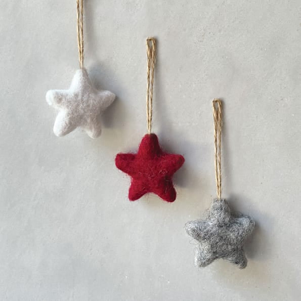 Small Grey Felt Star Christmas Decoration by East of India Christmas Decoration East of India Small Felt Star Christmas Decoration - Grey
