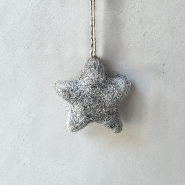 Small Grey Felt Star Christmas Decoration by East of India Christmas Decoration East of India Small Felt Star Christmas Decoration - Grey