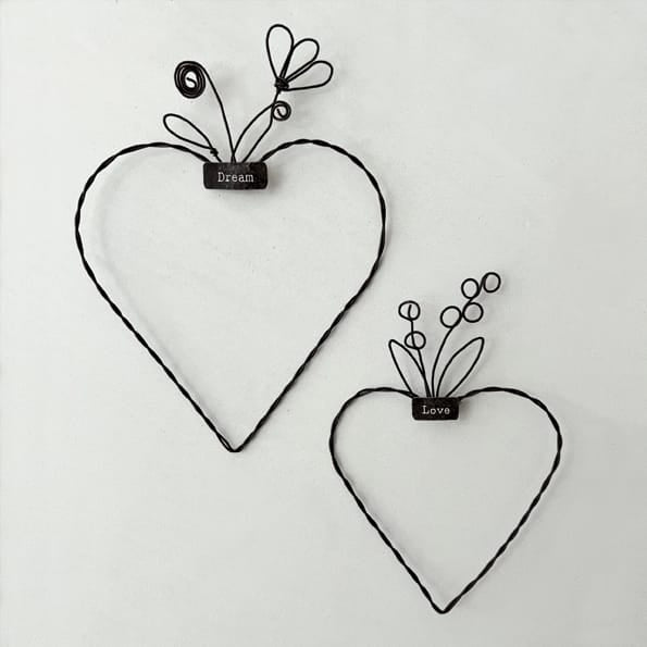 Small Metal Hanging Heart Love | East of India Hanging Decoration East of India Small Metal Hanging Heart - Love