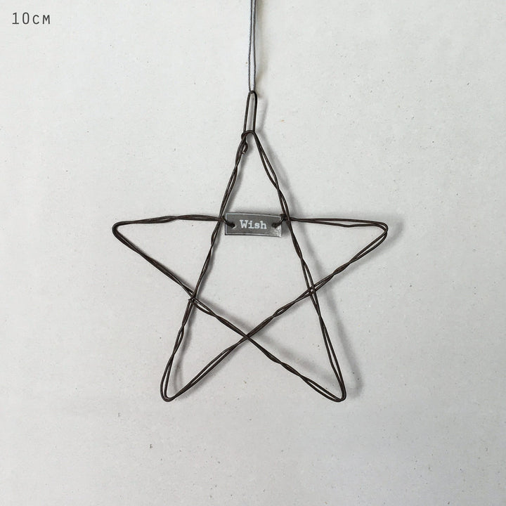 Small Metal Hanging Star Wish | East of India Hanging Decoration East of India Small Metal Hanging Star - Wish
