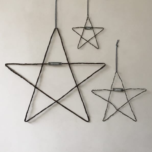Small Metal Hanging Star Wish | East of India Hanging Decoration East of India Small Metal Hanging Star - Wish