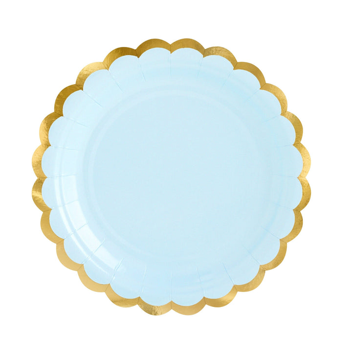 Small Pastel Blue Scallop Party Plates x 6 Disposable Plates Small Pastel Blue Scallop Party Plates x 6