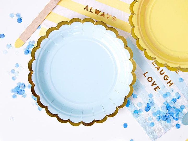 Small Pastel Blue Scallop Party Plates x 6 Disposable Plates Small Pastel Blue Scallop Party Plates x 6
