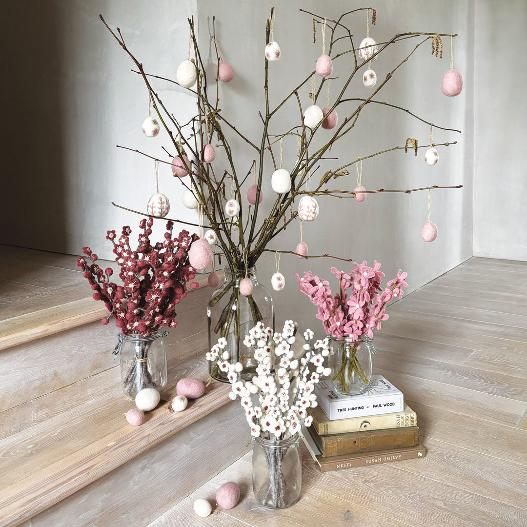 Small Pink Felt Easter Egg Decoration by East of India Easter Decoration East of India Small Plain Felt Easter Egg Decoration - Pink