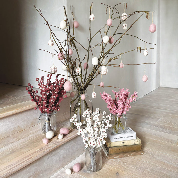 Small Pink Felt Easter Egg Decoration by East of India Easter Decoration East of India Small Plain Felt Easter Egg Decoration - Pink