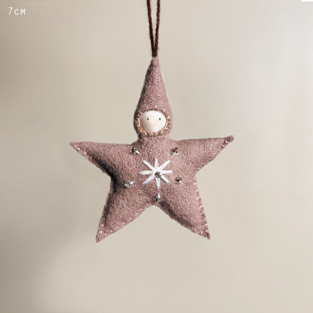 Small Pink Felt Star Baby Christmas Decoration | East of India Christmas Decoration East of India Small Felt Star Baby Christmas Decoration - Pink