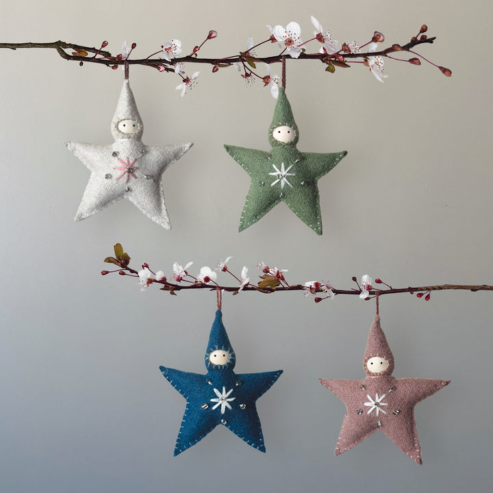 Small Pink Felt Star Baby Christmas Decoration | East of India Christmas Decoration East of India Small Felt Star Baby Christmas Decoration - Pink