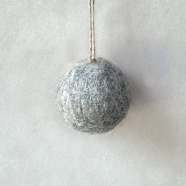 Small Plain Grey Felt Bauble by East of India Bauble East of India Small Plain Felt Bauble - Grey