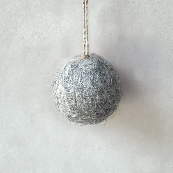 Small Plain Grey Felt Bauble by East of India Bauble East of India Small Plain Felt Bauble - Grey