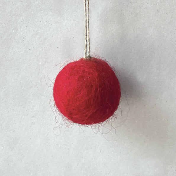 Small Plain Red Felt Bauble by East of India Bauble East of India Small Plain Felt Bauble - Red