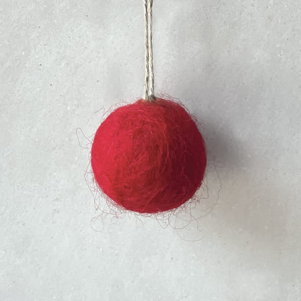 Small Plain Red Felt Bauble by East of India Bauble East of India Small Plain Felt Bauble - Red