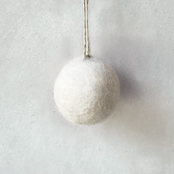 Small Plain White Felt Bauble by East of India Bauble East of India Small Plain Felt Bauble - White