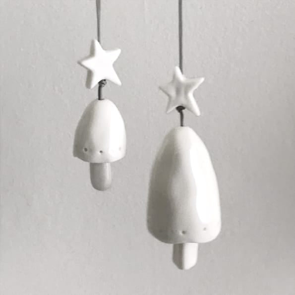 Small Porcelain Bell Christmas Tree Decoration | East of India Hanging Decoration East of India Porcelain Bell Christmas Tree Decoration - Small