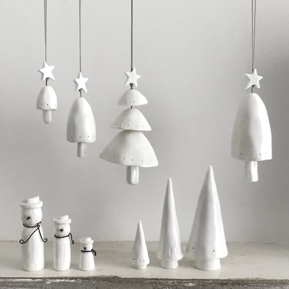 Small Porcelain Bell Christmas Tree Decoration | East of India Hanging Decoration East of India Porcelain Bell Christmas Tree Decoration - Small