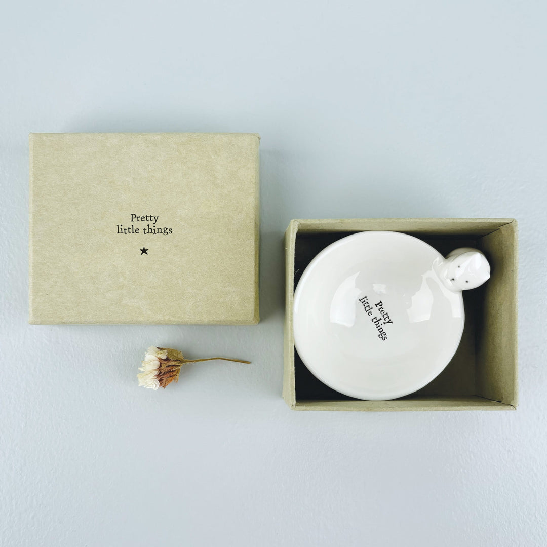 Small Porcelain Cat Trinket Bowl, Pretty Little Things | East of India dish East of India Small Porcelain Animal Trinket Bowl - Cat, Pretty Little Things