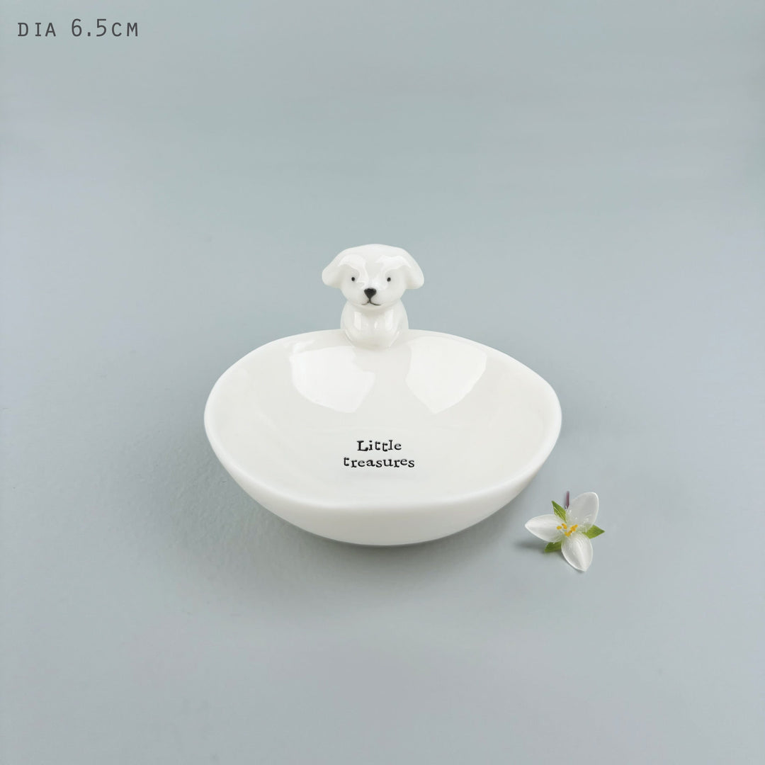 Small Porcelain Dog Trinket Bowl, Little Treasures | East of India dish East of India Small Porcelain Animal Trinket Bowl - Dog, Little Treasures