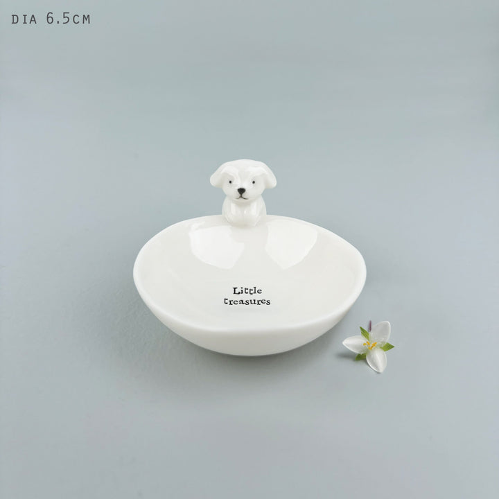 Small Porcelain Dog Trinket Bowl, Little Treasures | East of India dish East of India Small Porcelain Animal Trinket Bowl - Dog, Little Treasures