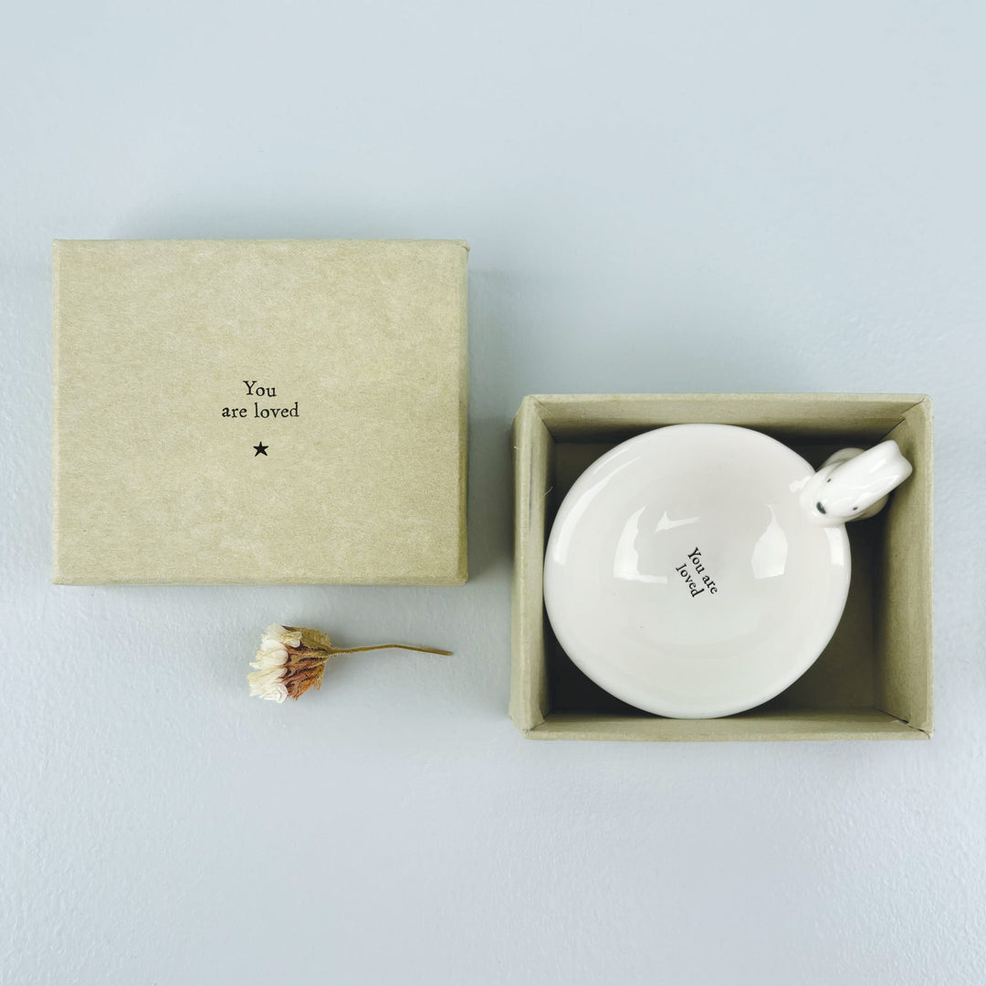 Small Porcelain Rabbit Trinket Bowl, You Are Loved | East of India dish East of India Small Porcelain Animal Trinket Bowl - Rabbit, You Are Loved