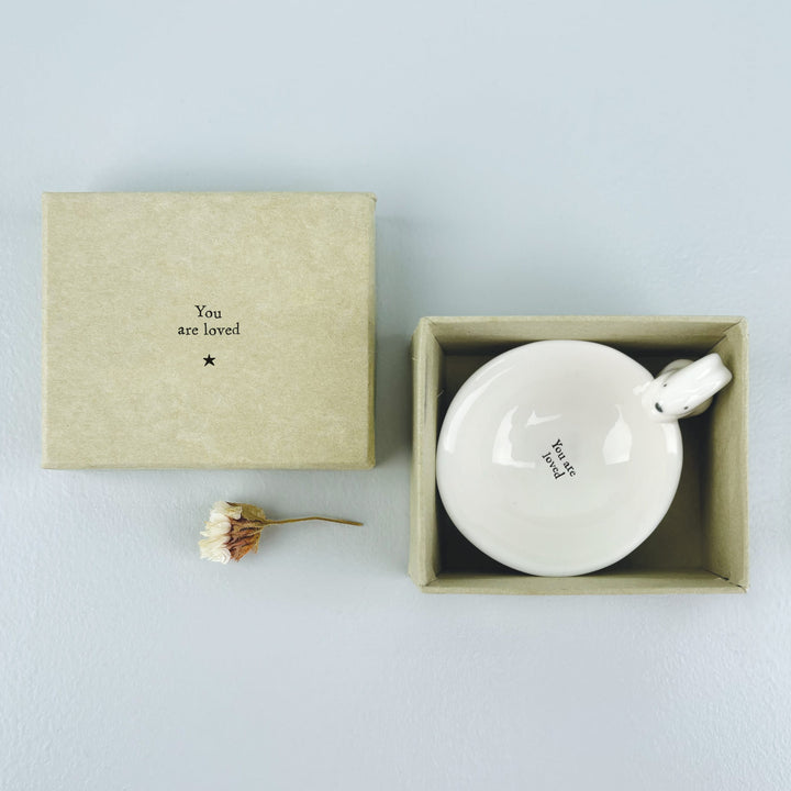 Small Porcelain Rabbit Trinket Bowl, You Are Loved | East of India dish East of India Small Porcelain Animal Trinket Bowl - Rabbit, You Are Loved
